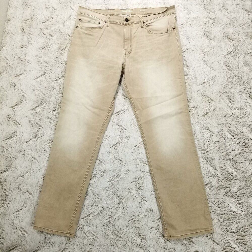 Goodfellow Co Jeans Mens 40×32 Brown Slim Straight Total Flex Medium Wash Denim